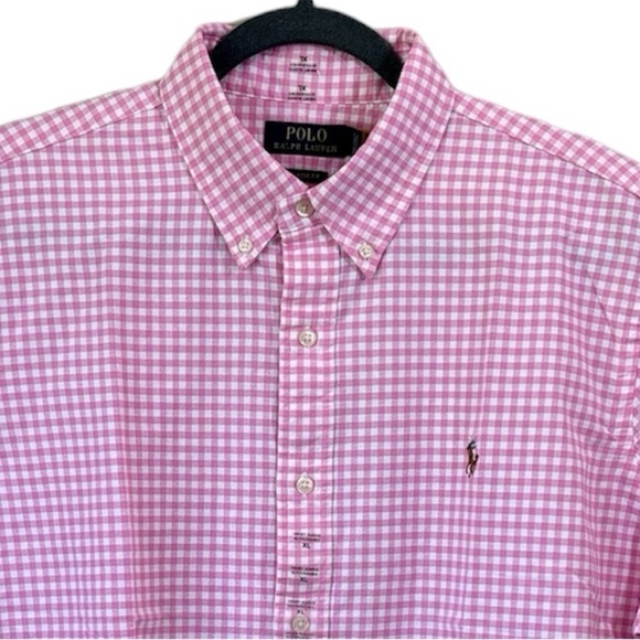 NEW Polo Ralph Lauren Classic Fit Short Sleeve Button Down Shirt Pink Gingham XL - Picture 2 of 12